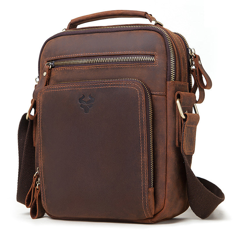 Men's Leather Single-shoulder Crazy Horse Leather Crossbody Bag