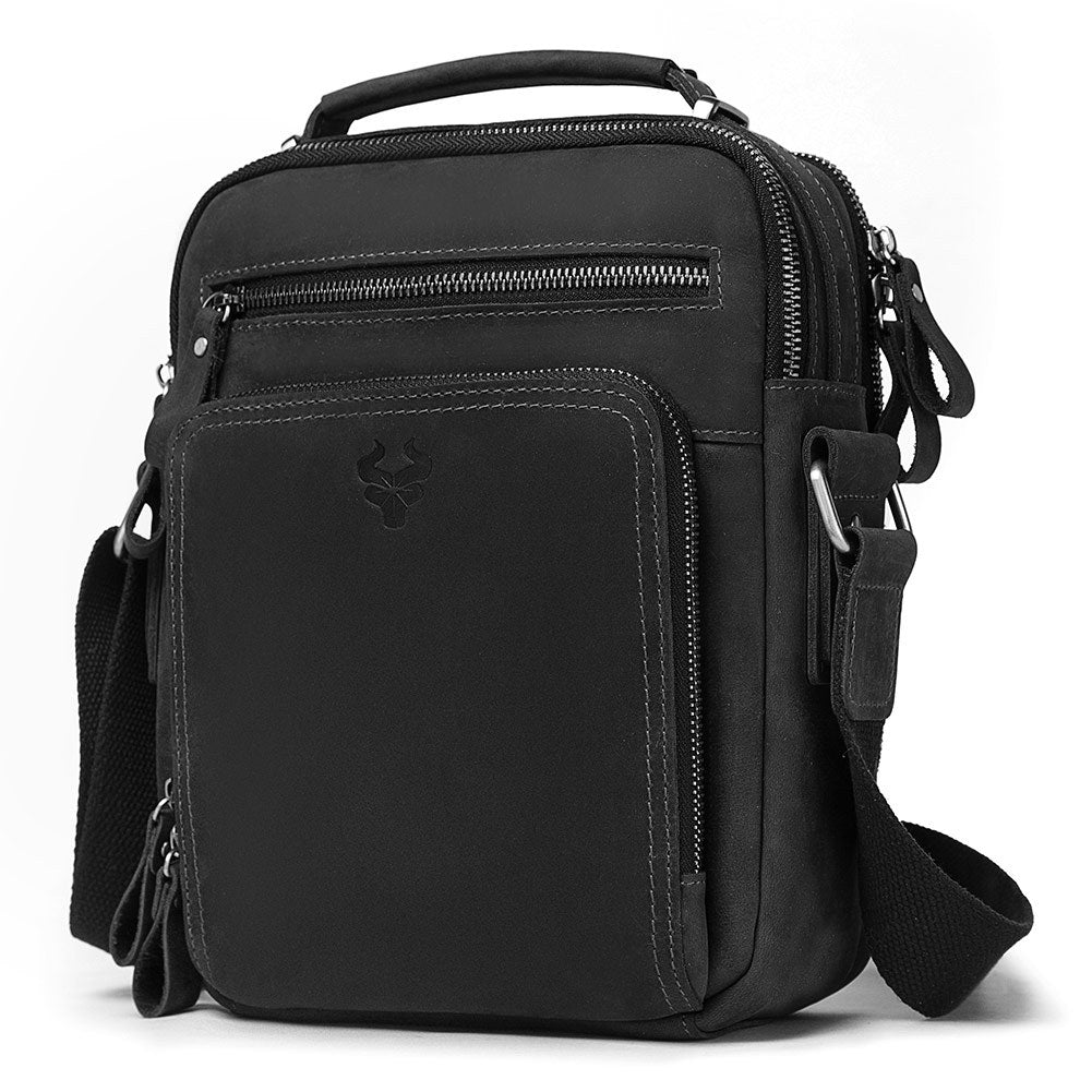 Men's Leather Single-shoulder Crazy Horse Leather Crossbody Bag