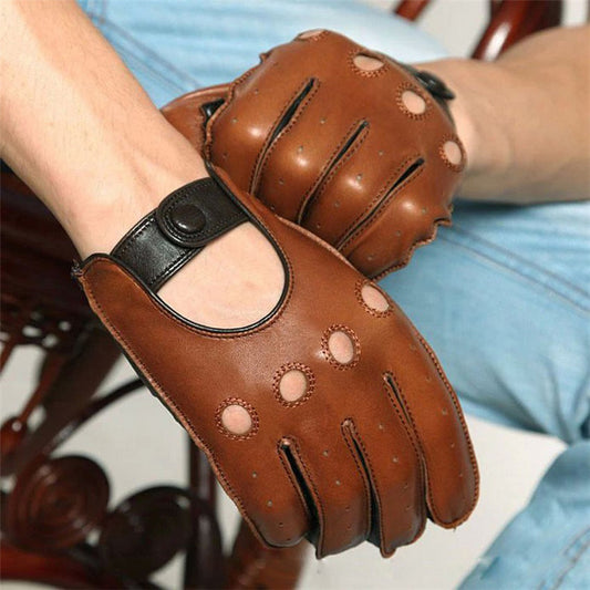 Men's Driving Leather Driving Touch Screen Gloves