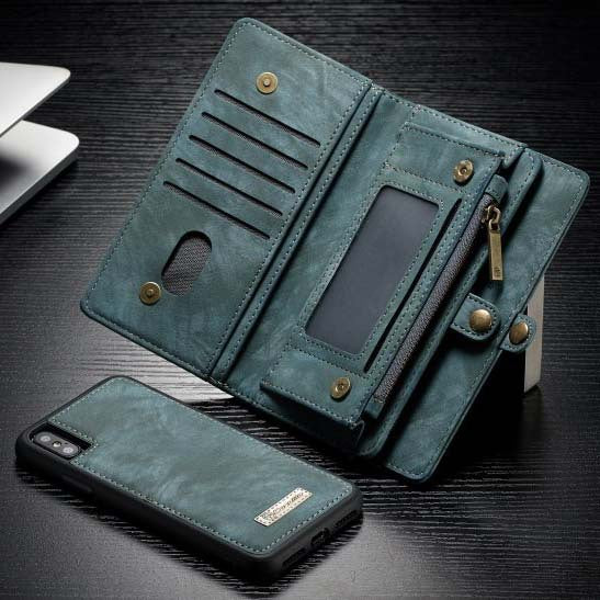 Compatible with Apple, Removable Leather Wallet Flip Stand Card Slot Case For iPhone