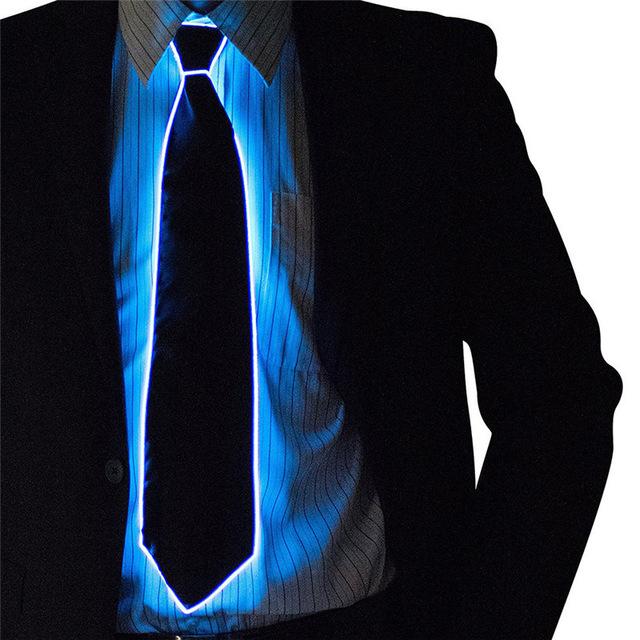 Voice-activated ray tie show costume props with music rhythm beat cold light voice control EL tie