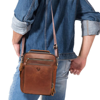 Men's Leather Single-shoulder  Crazy Horse Leather Crossbody Bag