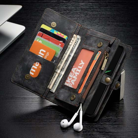 Compatible with Apple, Removable Leather Wallet Flip Stand Card Slot Case For iPhone