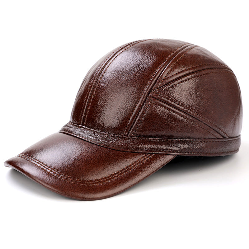 Men's cap first layer leather baseball cap