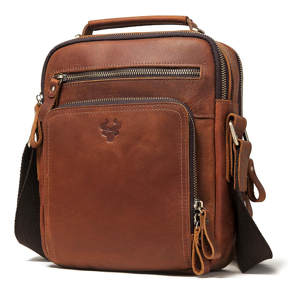 Men's Leather Single-shoulder  Crazy Horse Leather Crossbody Bag