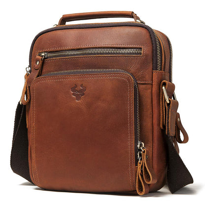 Men's Leather Single-shoulder  Crazy Horse Leather Crossbody Bag