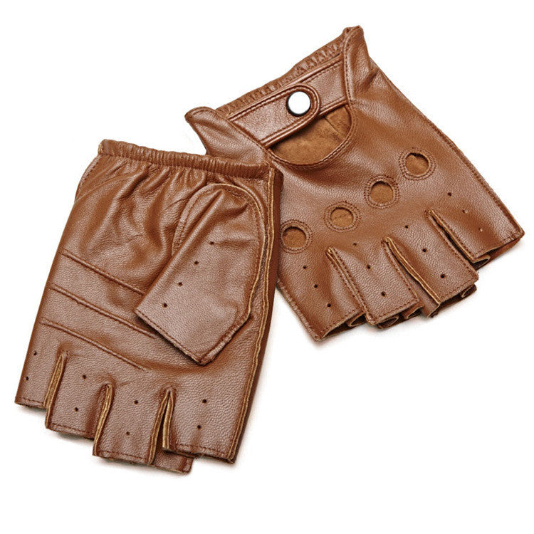 Goatskin Half-finger Outdoor Riding Leather Gloves