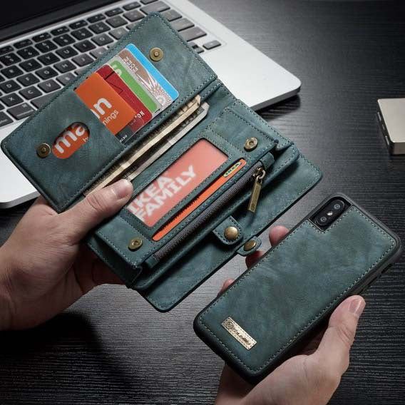 Compatible with Apple, Removable Leather Wallet Flip Stand Card Slot Case For iPhone