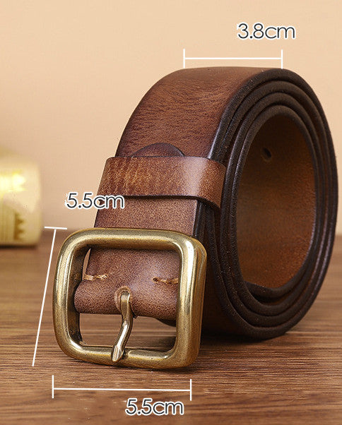 Men's Belt Washed Jeans Belt Leather Fashion Pin Buckle