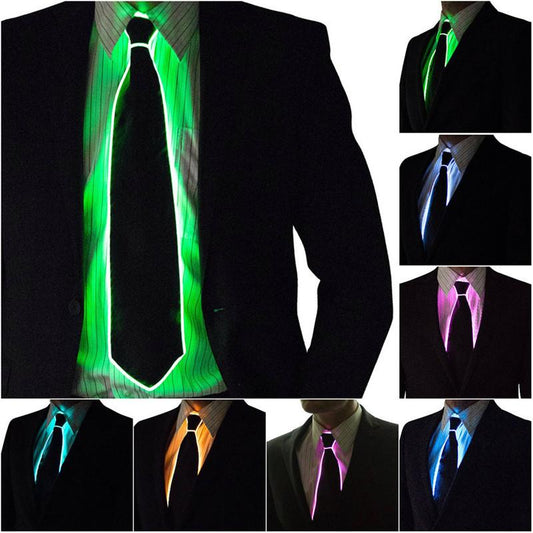 Voice-activated ray tie show costume props with music rhythm beat cold light voice control EL tie