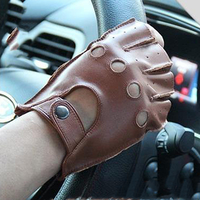 Goatskin Half-finger Outdoor Riding Leather Gloves